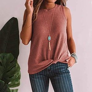 2/$10 Purple Twist Knot Waffle Knit Tank